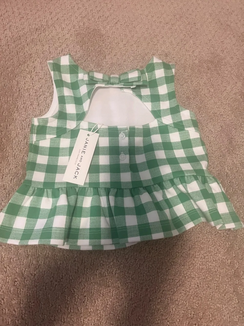 Brand new girls Janie and Jack green plaid matching set